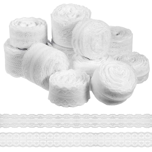 DOITOOL 12 Rollen Spitzenband Schnürsenkel dünn Handwerk weißes Band trimmen bestickte Blumenspitze Geschenkband zum Geburtstag Hochzeitsband stilvoller Blumenspitzenstoff Kranzbänder DOITOOL 12 Rollen Spitzenband Schnürsenkel dünn Handwerk weißes Band trimmen bestickte Blumenspitze Geschenkband zum Geburtstag Hochzeitsband stilvoller Blumenspitzenstoff Kranzbänder von DOITOOL