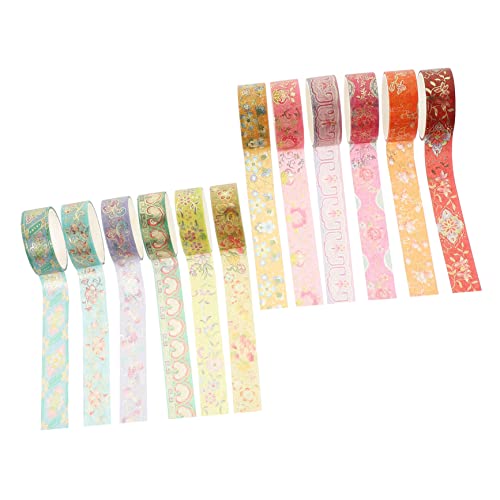 DOITOOL 12 Rollen Vintage Washi Tape mit Goldrand Dekorative Klebebänder für Scrapbooking Diy Handbücher und für Kreative Projekte von DOITOOL
