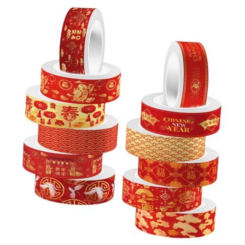 DOITOOL 12 Rollen Washi Tape Diy Bastelband Dekoratives Klebeband für Tagebuch Scrapbooking und Planer Vielseitig Einsetzbar Einfach zu Handhaben Drachenjahr Design von DOITOOL