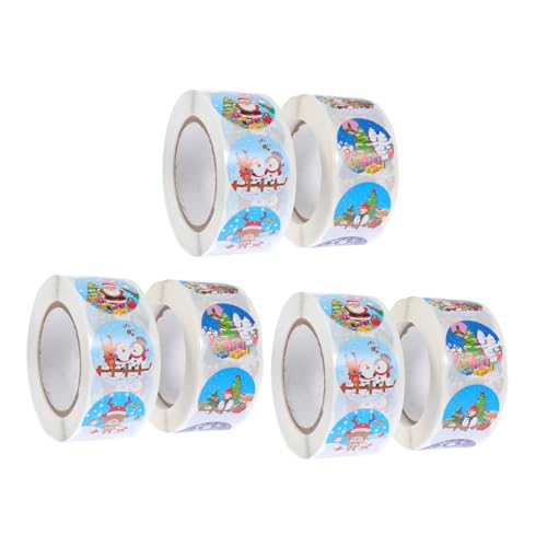 DOITOOL 12 Rollen Weihnachtsaufkleber Geschenketiketten Selbstklebend Cartoon Etiketten für Verpackung Tütenverschluss Kleine Aufkleber Geschenkverpackung Starke Haftung Einfach Abreißbar von DOITOOL