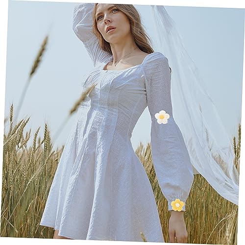DOITOOL 12 Stck. Handgefertigte Chenille Häkelblumen Diy Blumenbroschen Haarschmuck Accessoires Weiß Gelb für Kleidung Taschen Schmuck Verzierung von DOITOOL