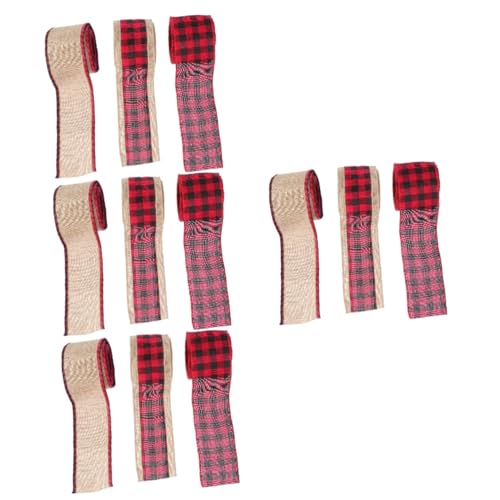 DOITOOL 12 Stck. Teiliges DIY Leinen Geschenkband Rot Schwarz Kariert Vielseitiges Geschenkverpackungsband Wiederverwendbar Robust für Weihnachtsdeko Party und Blumenarrangements von DOITOOL