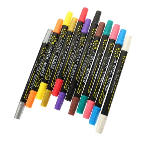 DOITOOL 12 Stück Acrylfarbenstift Markierungen Dual malen Stifte Stoff Farbstifte auf Ölbasis Steinmalstifte Felsmalerei-Marker Farbstifte für Holz Scrapbooking-Farbstifte Plastik DOITOOL 12 Stück Acrylfarbenstift Markierungen Dual malen Stifte Stoff Farbstifte auf Ölbasis Steinmalstifte Felsmalerei-Marker Farbstifte für Holz Scrapbooking-Farbstifte Plastik von DOITOOL