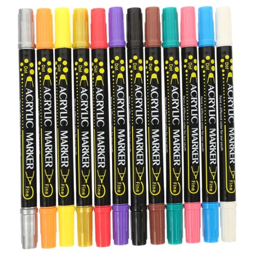 DOITOOL 12 Stück Acrylfarbenstift Markierungen Stoff Scrapbooking -Marker Dual malen Farbstifte für Holz Pinsel Stifte Farbstifte aus Keramik Scrapbooking-Farbstifte Plastik DOITOOL 12 Stück Acrylfarbenstift Markierungen Stoff Scrapbooking -Marker Dual malen Farbstifte für Holz Pinsel Stifte Farbstifte aus Keramik Scrapbooking-Farbstifte Plastik von DOITOOL