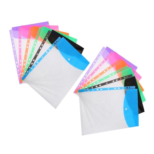 DOITOOL 12 Stück Buntes Losebeutel Aktentaschen mit losen Blättern Dateihalter übersichtliche Dokumentenmappen transparente Aktentaschen Tragbare Ordner mit Druckknopfverschluss PVC von DOITOOL