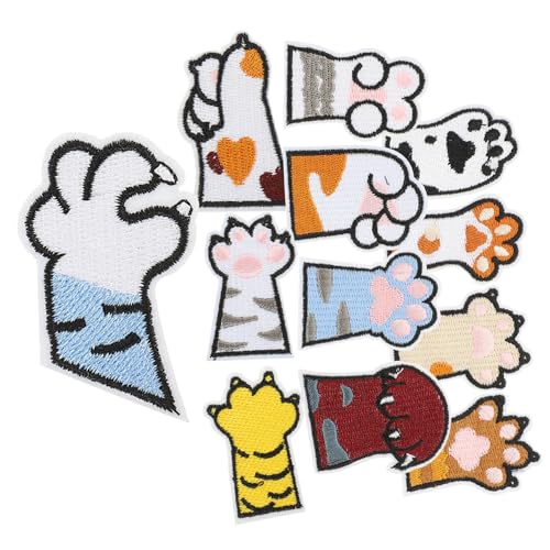 DOITOOL 12 Stück Katzenpfoten Muster Aufnäher zum Aufbügeln Gestickte Flicken für Kleidung Taschen und Hüte Langlebig und Dekorativ für Diy Projekte von DOITOOL