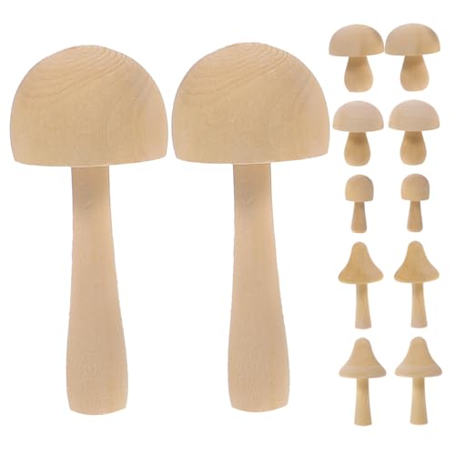 DOITOOL 12 Stück Kleine Pilz Ornamente Aus Holz Pilzvase Mit Tablett Pflanzenpilz Solarleuchten Gartenpilz Für Draußen Zum Basteln Pilz Bürodekor Mini Pilzfiguren Künstlicher von DOITOOL