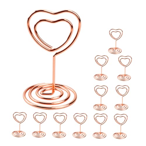 DOITOOL 12 Stück Liebesbriefhalter Geformt Bildhalter Bankett Für Name Karte Party Fotohalter Rezeption Inhaber Hochzeit Braut- Tischnummernrahmen Fotoständer Kohlenstoffstahl Roségold von DOITOOL