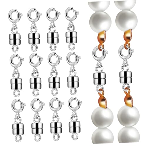 DOITOOL 12 Stück Magnetschnalle Magnetverschluss-Konverter Kettenverschluss ersetzen magnetischer Schmuckverschluss Halskettenmagnetverschluss Legierung Silver von DOITOOL