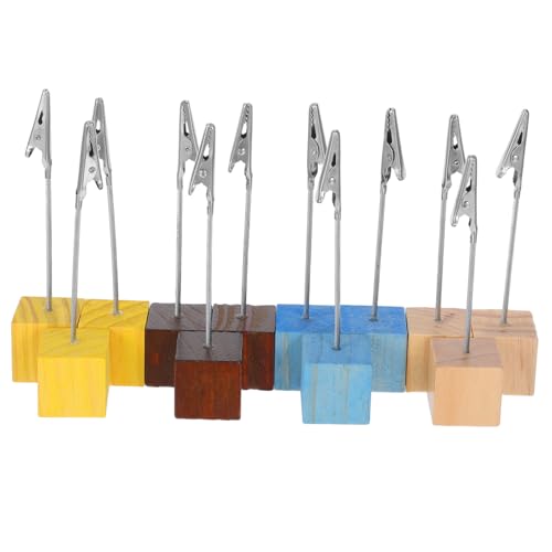 DOITOOL 12 Stück Memo Clip Halter aus Holz mit Würfelbasis und Alligator Klemme Anzeigen von Fotos Menükarten und Notizen für Hochzeiten Partys und Meetings von DOITOOL
