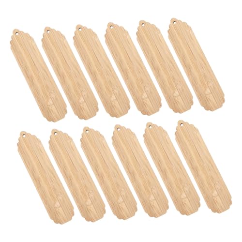 DOITOOL 12 Stück Mini Holz Lesezeichen Unfertige Holzanhänger mit Loch für Diy Basteleien Personalisierbare Buchzeichen für Weihnachtsdekoration und Urlaubsgeschenke von DOITOOL