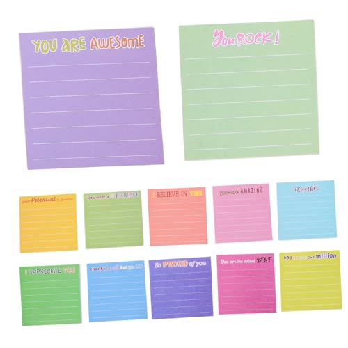 DOITOOL 12 Stück Praktische Notizblöcke mit Bunten Haftnotizen Selbstklebende Memo Pads für Schule Büro und Zuhause für Lehrer Kollegen und Freunde von DOITOOL