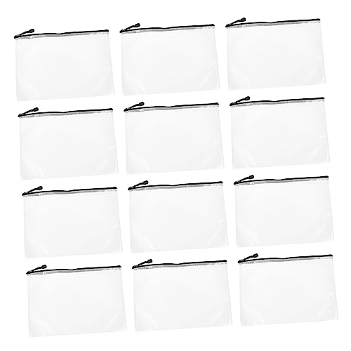 DOITOOL 12 Stück Reißverschlusstaschen Praktische Transparente Dokumentenmappe Vielseitiger Organizer für Bürobedarf Schule Reisen Robustes Schmutz und Strapazierfähig von DOITOOL