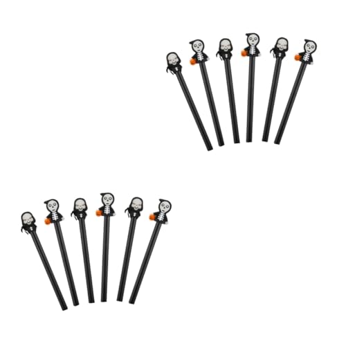 DOITOOL 12 Stück Schädel neutraler Stift kommen Schreiben ästhetisch Halloween kugelschreiber leuchtender Gelstift 0,5 mm Stift Schreibstift Schreibwerkzeug Silikon-Gel-Stift Schwarz von DOITOOL