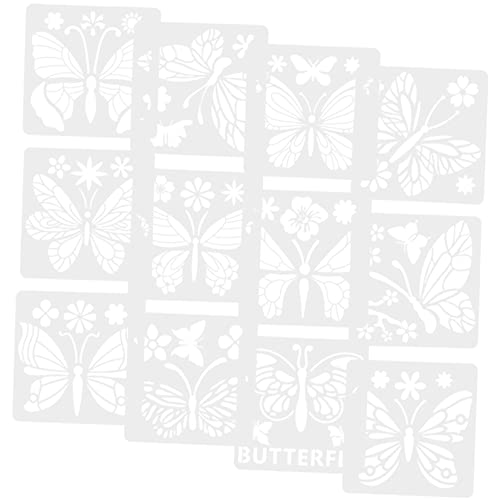 DOITOOL 12 Stück Schmetterlings Malvorlagen Schablonen für Diy Zeichnungen Wiederverwendbare Bastelvorlagen für Wand und Möbelgestaltung für Erwachsene von DOITOOL