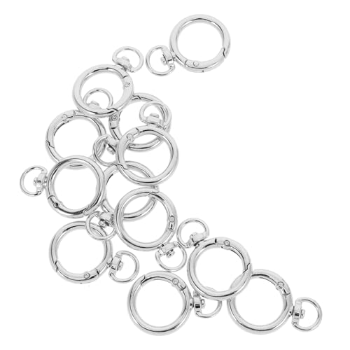 DOITOOL 12 Stück Schnappschnalle Auto Schlüsselbund rostfrei runde Schlüsselanhänger-Clips für runder Karabinerhaken Runder Carabiner Clip drehbare Schnalle Auslösefeder Legierung Silber von DOITOOL