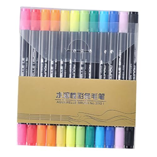 DOITOOL 12 Stück Teiliges Doppelkopf Aquarell Marker Wasserlösliche Zeichenstifte mit Weicher Spitze Bunte Graffiti Pinselstifte für Schüler Anfänger und Künstler zum Malen und Zeichnen von DOITOOL