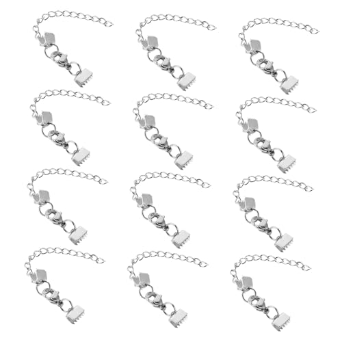 DOITOOL 12 Stück Teiliges Edelstahl Schmuckklemmen mit Lobster Verschluss Robuste Crimp Endkappen für Armband und Halskettenherstellung Vielseitig Kompatibel für Gewebte Bänder und von DOITOOL
