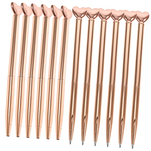 DOITOOL 12 Stück Teiliges Herzförmige Metall Kugelschreiber Multifunktionale Business Stifte mit Komfortgriff Glatter Schreibfluss Praktisch und Tragbar Büro und Home Accessoire Roségold von DOITOOL