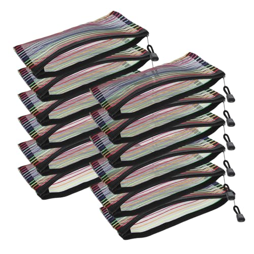 DOITOOL 12 Stück Teiliges PVC Mesh Reißverschlusstaschen mit Bunten Streifen Wasserabweisend Leicht und Tragbar Vielseitige Aufbewahrung für Schule Büro Reise und Kosmetik Schnelles DOITOOL 12 Stück Teiliges PVC Mesh Reißverschlusstaschen mit Bunten Streifen Wasserabweisend Leicht und Tragbar Vielseitige Aufbewahrung für Schule Büro Reise und Kosmetik Schnelles von DOITOOL