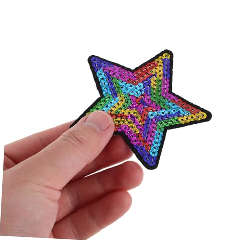 DOITOOL 12 Stück Teiliges Pailletten Fünf Punkte Stern Aufnäher zum Aufbügeln Bestickte Stern Patches für Kleidung Jacken Jeans Rucksäcke und Hüte Farbenfrohe DIY Textil Applikationen von DOITOOL
