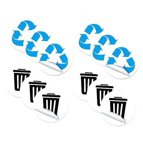 DOITOOL 12 Stück Teiliges Recycling Mülltonnen Aufkleber Selbstklebend Wasserfest Müllklassifizierungszeichen für Abfalleimer Zuhause Büro Garten Klare Sichtbarkeit zur Einfachen von DOITOOL