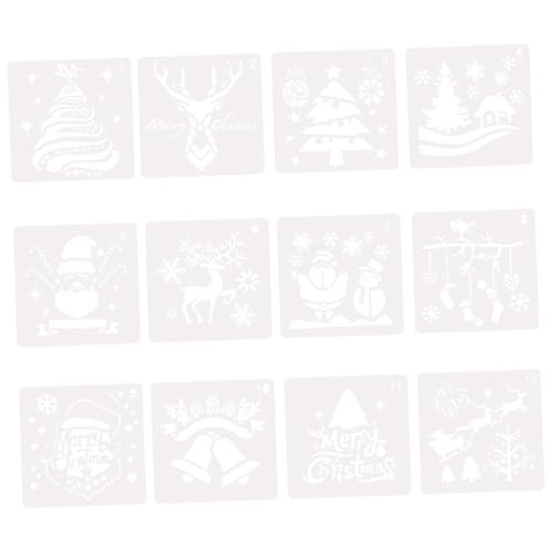 DOITOOL 12 Stück Teiliges Weihnachts-schablonen Strapazierfähigem Pet Wiederverwendbare DIY Malvorlagen für Erwachsene für Scrapbooking Wanddekoration Kreative Weihnachtsgestaltung von DOITOOL
