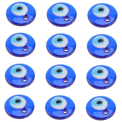 DOITOOL 12 Stück Türkische Blaue Glasperlen mit Loch Diy Evil Eye Beads für Armbänder und Schmuckherstellung Hochborosilikat von DOITOOL