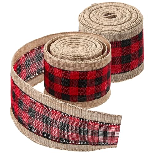 DOITOOL 12 Stück Weihnachtliche Dekorationsbänder Langlebiges Hautfreundliches Gewebe mit Karierter Vielseitig für DIY Schleifen Geschenkverpackung und Festliche Bastelarbeiten Rot DOITOOL 12 Stück Weihnachtliche Dekorationsbänder Langlebiges Hautfreundliches Gewebe mit Karierter Vielseitig für DIY Schleifen Geschenkverpackung und Festliche Bastelarbeiten Rot von DOITOOL