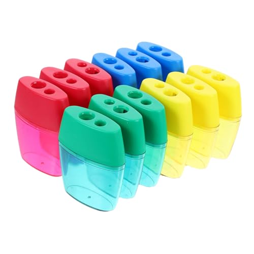 DOITOOL 12 Teiliger Doppelloch Bleistiftspitzer Mini Bleistiftspitzer Tragbarer Anspitzer Hand Bleistiftspitzer Bleistiftspitzer Bleistiftspitzer Farbiger Manueller Anspitzer Aus von DOITOOL
