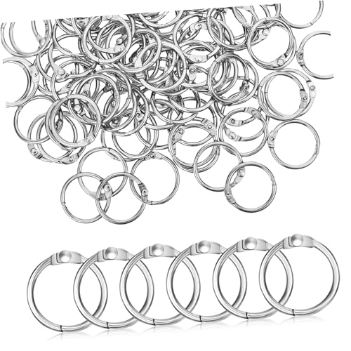 DOITOOL 120 Stück Metall Binder Ringe Loseblatt Ringe für Notizen Karteikarten und Scrapbooking Silberfarbene Buchbinderinge mit Sicherem Verschluss und Glatter Oberfläche von DOITOOL