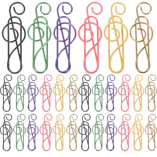 DOITOOL 120 Stück Musik-Büroklammern – Lesezeichen aus Metall – Klammern in Form von Musiknoten für Schreibtisch, Büro, Schule, Notizbuch, Partygeschenk, 40 mm von DOITOOL