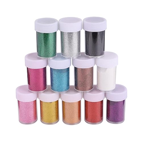 DOITOOL 12Stücke Glitzerpulver Für Nail Art Pailletten Pigmente Verschiedenen Farben Für Party Und Festival Make Up Multifunktional Und Auslaufsicher von DOITOOL