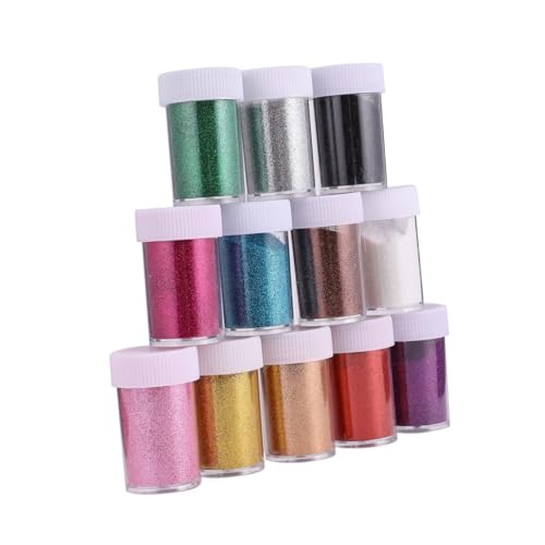 DOITOOL 12Stücke Glitzerpulver Für Nail Art Verschiedene Farben Hochwertige Pailletten Für Glitzernde Nägel Make Up Und Basteln von DOITOOL