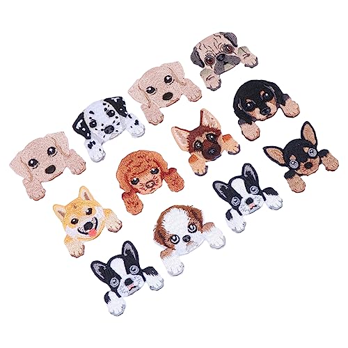 DOITOOL 12Stücke Hundemuster Patches Gestickte Nähapplikationen für Kreative Kleidung und Taschen Einfach Aufzubügeln Nähen Lebendige Farben und Hochwertige Verarbeitung von DOITOOL