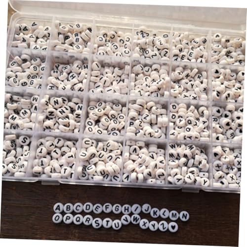 DOITOOL 1350 Stück Buchstabenperlen Fächer Flache Kunststoffperlen mit Schwarzen Buchstaben für Schmuck Selber Machen DIY Armband Halskette Zubehör DOITOOL 1350 Stück Buchstabenperlen Fächer Flache Kunststoffperlen mit Schwarzen Buchstaben für Schmuck Selber Machen DIY Armband Halskette Zubehör von DOITOOL
