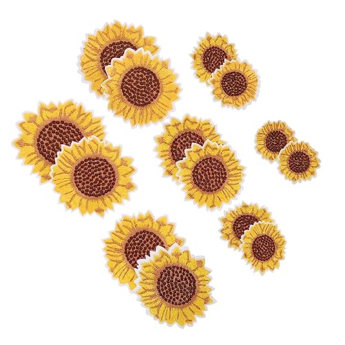 DOITOOL 14Stücke Sonnenblumen Stickerei Patches für DIY Kleidung Aufbügler und Aufnäher zur Dekoration von Jacken und Rucksäcken Patch Dekorationen für Projekte von DOITOOL