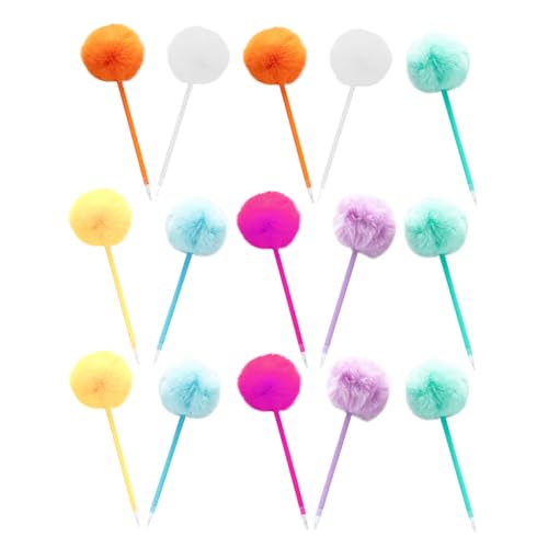 DOITOOL 15 Stück Teiliges Bunte Pom Pom Kugelschreiber mit Flauschigen Herzformen Komfortables Schreiben als Weihnachts-mitgebsel und Party-geschenk für Schule Büro und Geburtstag von DOITOOL