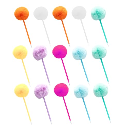 DOITOOL 15 Stück Teiliges Bunte Pom Pom Kugelschreiber mit Flauschiger Baumkugelspitze Niedliche Dekorative Schreibstifte für Schule Büro Weihnachtsfeier und Kreative Notizen von DOITOOL