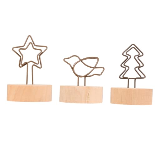 DOITOOL 15 Stück Teiliges Holz notizhalter mit Metallklammern Stabile Tischkartenhalter mit Baum Vogel Stern design Multifunktional für Fotos Karten Memo für Büro und Wohnraumdekoration von DOITOOL