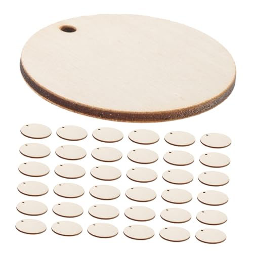 DOITOOL 150 Stück Blanko Holzscheiben mit Rundloch zum Basteln Bemalen Gravieren Natürliche Holzrundlinge für DIY Holzanhänger Dekorationen Holzdeko und Festliche Ornamente von DOITOOL