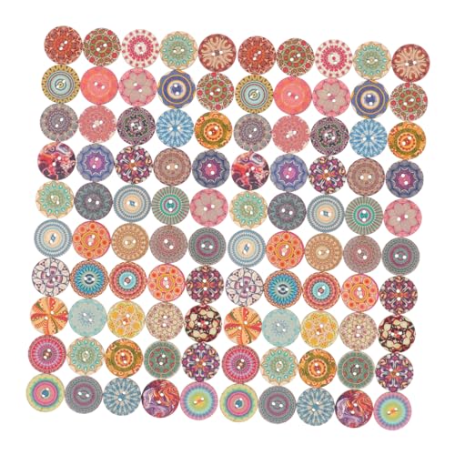 DOITOOL 150 Stück Bunte Holzknöpfe Rund mit Löchern Vintage Gemischte Muster Stabile Holzknöpfe für Nähen DIY Bastelprojekte Kleidung Schuhe Accessoires von DOITOOL