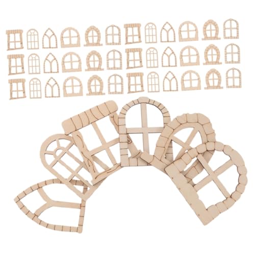 DOITOOL 150 Stück Teiliges Diy Miniatur Holzfenster und Tür Unlackierte Zubehörteile für Zaubergärten und Puppenhäuser für Kreative Bastelprojekte von DOITOOL