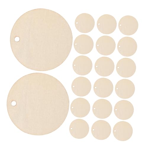 DOITOOL 150 Stück dekorativer Anhänger aus Holz leere Holzscheiben Kreisausschnitte aus Holz kleine runde Scheiben Blanko-Bastelscheiben Beige von DOITOOL