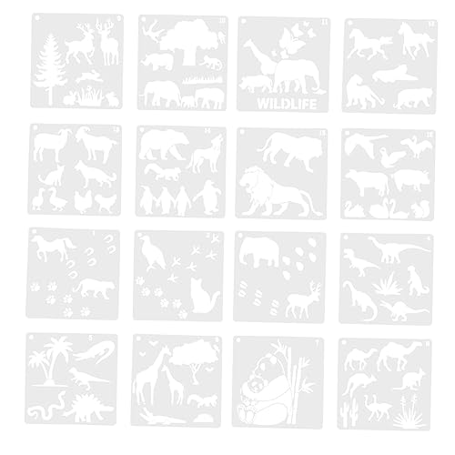 DOITOOL 16 Blatt Diy Malvorlagen Tiere Wiederverwendbare Schablonen für Kunstprojekte und Gestalten Pet Leicht zu Reinigen Pflegen von DOITOOL