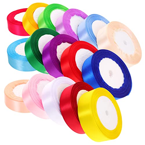 DOITOOL 16 Rollen Farbige Geschenkband Dekoratives Satinband für Bows Bastelprojekte und Verpackungen Verschleißfestes Material für Dekorationen und Geschenkverpackungen DOITOOL 16 Rollen Farbige Geschenkband Dekoratives Satinband für Bows Bastelprojekte und Verpackungen Verschleißfestes Material für Dekorationen und Geschenkverpackungen von DOITOOL
