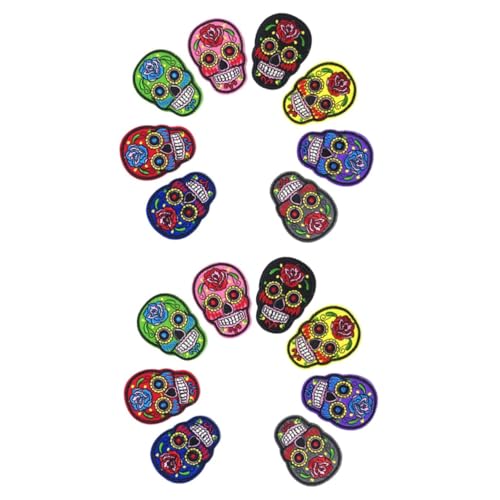 DOITOOL 16 Stck. Gestickter Stoffaufnäher Rose Patches zum Aufnähen Geister-Kleidungsflicken DIY Patches für Kleidung gestickte Aufnäher von DOITOOL