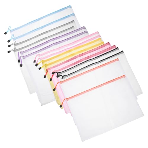 DOITOOL 16 Stück Aktenhalter A3-Geldbörsen mit Reißverschluss Reißverschlusstasche dokumententasche Federmäppchen Masse Netztasche mit Reißverschluss, wasserabweisend Beuteltaschen PVC von DOITOOL
