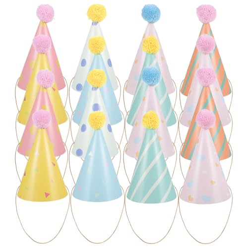 DOITOOL 16 Stück Geburtstagshütchen, Kinderparty Papierkappen, Mehrfarbige Pompom-Hüte, Wiederverwendbare Geburtstagdekorationen, Festliche Kopfbedeckung für Partys DOITOOL 16 Stück Geburtstagshütchen, Kinderparty Papierkappen, Mehrfarbige Pompom-Hüte, Wiederverwendbare Geburtstagdekorationen, Festliche Kopfbedeckung für Partys von DOITOOL