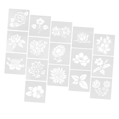 DOITOOL 16 Stück Handgezeichnete Blumenvorlage Blühen Ziehen Malen Dekorative Schablone Malvorlage Blumenschablonen Wildblume Botanisch Schablonenkunstvorlagen Das Haustier Weiß von DOITOOL
